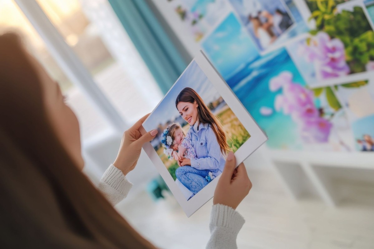 A woman holding a picture
